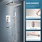 Rain Single Handle 1-Spray Tub Shower Faucet Handheld Combo with Valve 1.8 GPM 12 in. Adjustable Head in Brushed Nickel