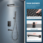 Rain Single Handle 1-Spray Tub Shower Faucet Handheld Combo with Valve 1.8 GPM 12 in. Adjustable shower Head in Black