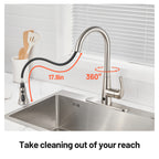 Touchless Single Handle Gooseneck Pull Down Sprayer Kitchen Faucet with Deckplate Pull Out Sink Faucet in Brushed Nickel