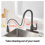 Gooseneck Single-Handle Pull Down Sprayer Kitchen Faucet with Deckplate Pull Out Sink Faucet in Oil Rubbed Bronze