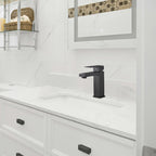 Square Single Handle Single Hole Bathroom Faucet in Matte Black
