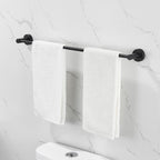 Modern 3-Piece Aluminum Bath Hardware Set with Retractable Towel Bar Towel Ring Toilet Paper Holder in Black