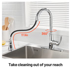 Touchless Single Handle Gooseneck Pull Down Sprayer Kitchen Faucet with Deckplate Pull Out Sink Faucet in Chrome