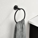 Modern 6-Pieces Stainless Steel Bath Hardware Set with Towel Ring Toilet Paper Holder Towel Hook and Towel Bar in Black