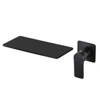 Single-Handle Rectangular Waterfall Wall Mounted Bathroom Faucet in Matte Black