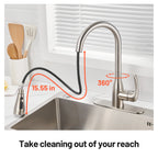 Gooseneck Single-Handle Pull Down Sprayer Kitchen Faucet with Deckplate Pull Out Sink Faucet in Brushed Nickel