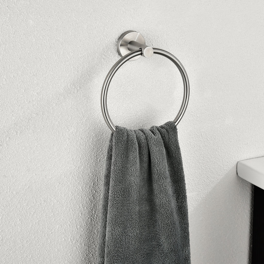 Modern 6-Pieces Bath Hardware Set with Towel Ring Toilet Paper Holder Towel Hook and Towel Bar in Brushed Nickel