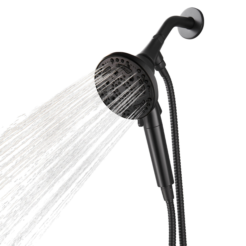 Rainfull 7-Spray Handheld Shower Faucet Kit with Valve 1.8 GPM and 4.9 in. Adjustable Filtered Shower Head in Black