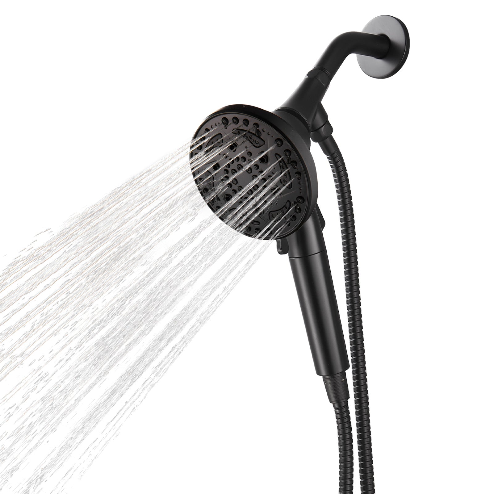 Rainfull 7-Spray Handheld Shower Faucet Kit with Valve 1.8 GPM and 4.9 in. Adjustable Filtered Shower Head in Black