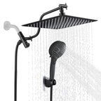 Rainfall Shower Head Combo 12-Spray 12 in. Wall Mount Dual Shower Heads and Handheld Shower Head with 1.8 GPM in Black