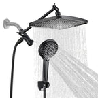 Rainfull 2-in-1 8-Spray Patterns with 1.8 GPM 12 in. Wall Mount Dual Shower Head and Handheld Shower Head in Black
