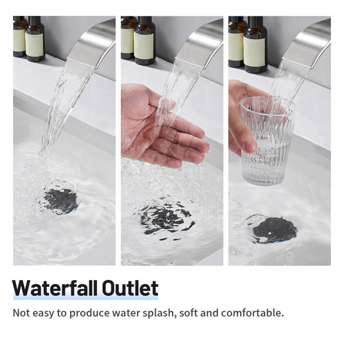 Arc Waterfall Single Handle Single Hole Bathroom Faucet in  Nickel