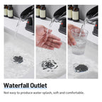 Rotatable 4 in. Centerset Double Bathroom Faucet with Drain kit Included Waterfall Lavatory in Matte Black