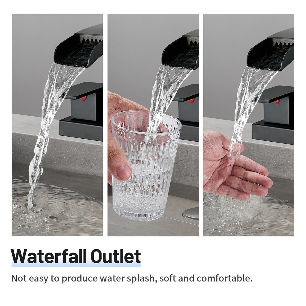 304 stainless steel 4 in. Centerset Double Handle Bathroom Faucet with Drain Kit Included in Matte Black
