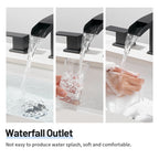 Waterfall 304 stainless steel 8 in. Widespread Double Handle Bathroom Faucet with Drain Kit Included in Matte Black
