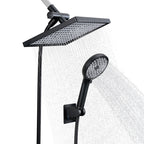 Rainfall Shower Head Combo 6-Spray 12 in. Wall Mount Dual Shower Heads and Handheld Shower Head with 1.8 GPM in Black