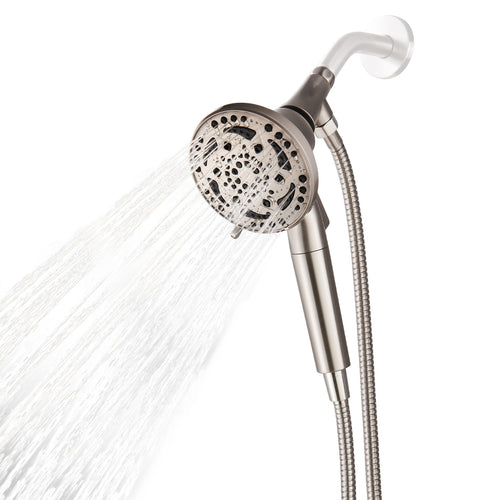 7-Spray Pattern 4.92 in. Wall Mount Handheld Shower Heads 1.8 GPM with Filter，Removable Shower hose in Brushed Nickel