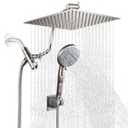 Rainfull 2-in-1 9-Spray Patterns Adjustable Wall Mount Shower Head with Filter 2.5 GPM and Handheld Shower Head in Nickel