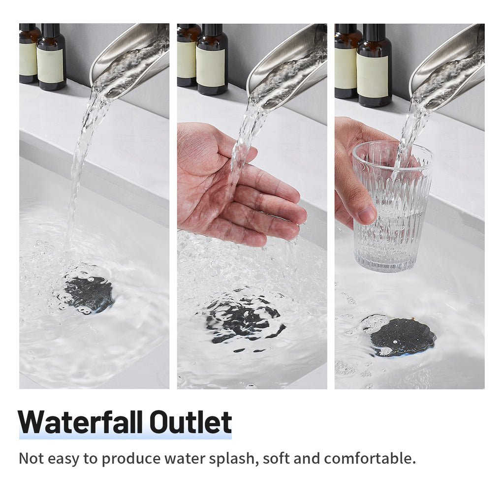 Single Handle Single Hole Low Arc Bathroom Faucet With Metal Pop Up Drain Assembly Swivel Sink Faucet in Brushed Nickel