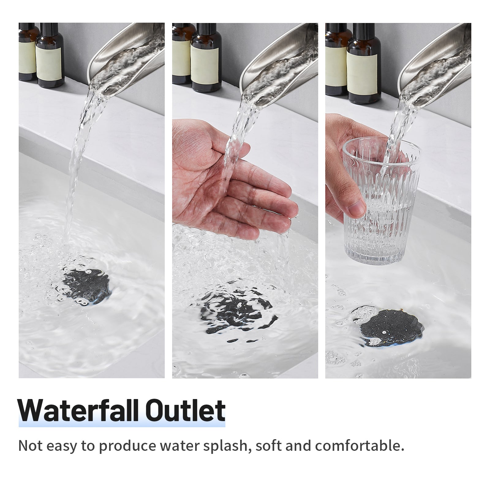Single Handle Single Hole Low Arc Bathroom Faucet With Metal Pop Up Drain Assembly Swivel Sink Faucet in Brushed Nickel