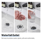 Waterfall Single Handle Single Hole Low Arc Bathroom Faucet With Metal Pop Up Drain Assembly Sink Faucet in Matte Black