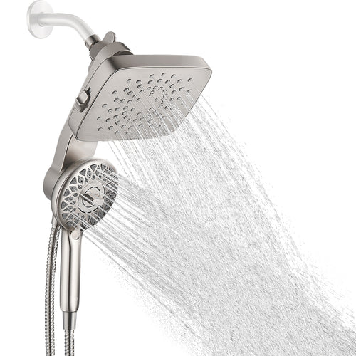 Magnetic 2-in-1 5-Spray Adjustable  Dual Shower Heads Wall Mount Fixed and Handheld Shower Head 2.5 GPM in Nickel