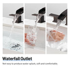 Waterfall 304 stainless steel 8 in. Widespread Double Handle Bathroom Faucet with Drain Kit Included in Oil Rubbed Bronze