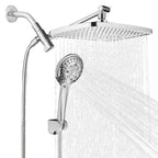 Rainfull 2-in-1 8-Spray Patterns with 1.8 GPM 12 in. Wall Mount Dual Shower Head and Handheld Shower Head in Chrome