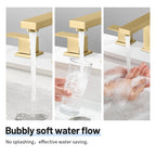 304 stainless steel8 in. Widespread Double Handle Bathroom Faucet with Drain Kit Included in Gold
