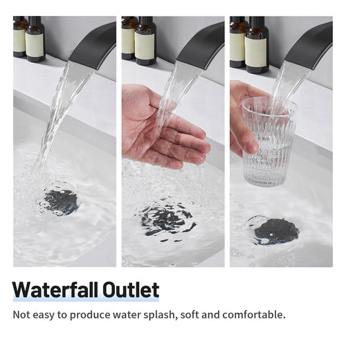 Arc Waterfall Single Handle Single Hole Bathroom Faucet in Matte Black