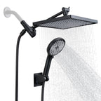 Rainfull 2-in-1 6-Spray 12 in. Wall Mount filtered Dual Shower Head Fixed and Handheld Shower Head 1.8  GPM in Black