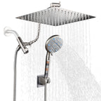 Rainfull 2-in-1 9-Spray Patterns Adjustable Wall Mount Shower Head with Filter 2.5 GPM and Handheld Shower Head in Nickel