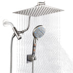 Rainfull 2-in-1 9-Spray Patterns Adjustable Wall Mount Shower Head with Filter 2.5 GPM and Handheld Shower Head in Nickel