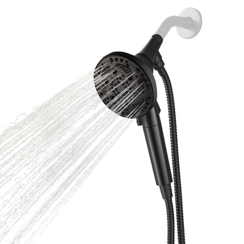 7-Spray Pattern 4.92 in. Wall Mount Handheld Shower Heads 1.8 GPM with Filter，Removable Shower hose in Matte Black