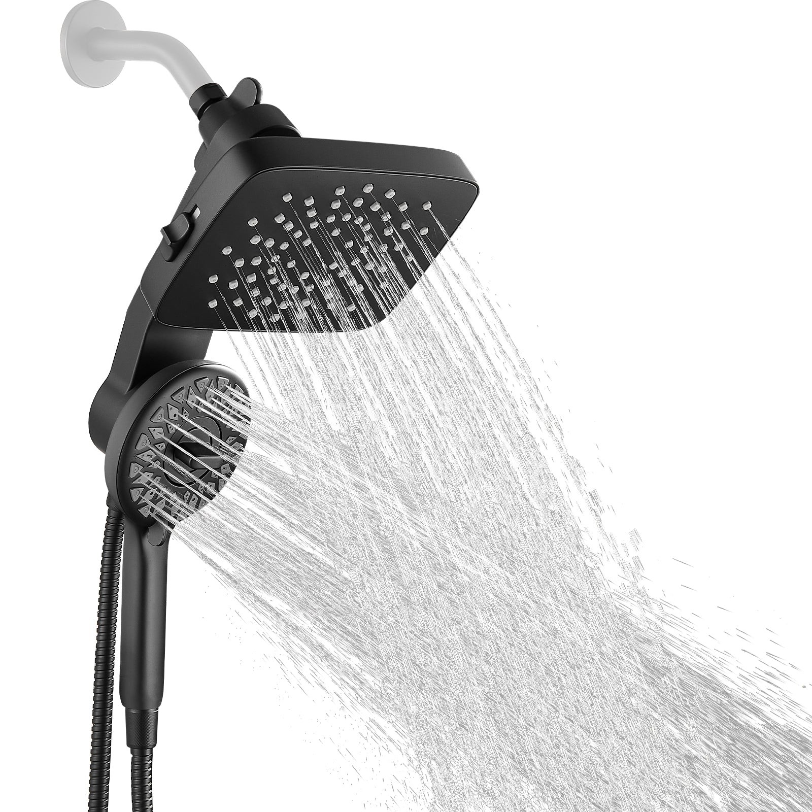Magnetic 2-in-1 5-Spray  Adjustable Dual Shower Heads Wall Mount Fixed and Handheld Shower Head 2.5 GPM in Black