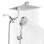 Rainfall Shower Head Combo 12-Spray 12 in. Wall Mount Dual Shower Heads and Handheld Shower Head with 1.8 GPM in Chrome