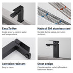 Square Single Handle Single Hole Bathroom Faucet in Matte Black