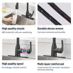 Gooseneck Single-Handle Pull Down Sprayer Kitchen Faucet with Deckplate and Sweep Spray Pull Out Sink Faucet in Black