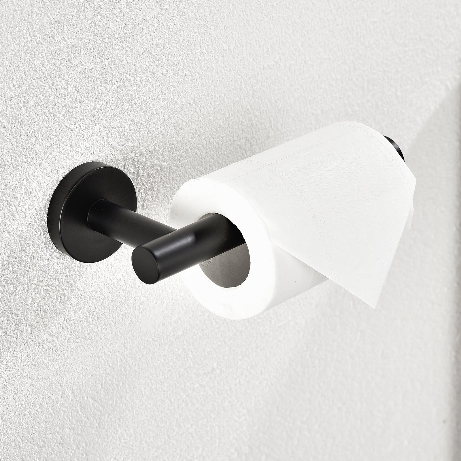 Modern 6-Pieces Stainless Steel Bath Hardware Set with Towel Ring Toilet Paper Holder Towel Hook and Towel Bar in Black