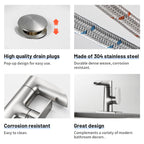 Single Handle Single Hole Low Arc Bathroom Faucet With Metal Pop Up Drain Assembly Swivel Sink Faucet in Brushed Nickel
