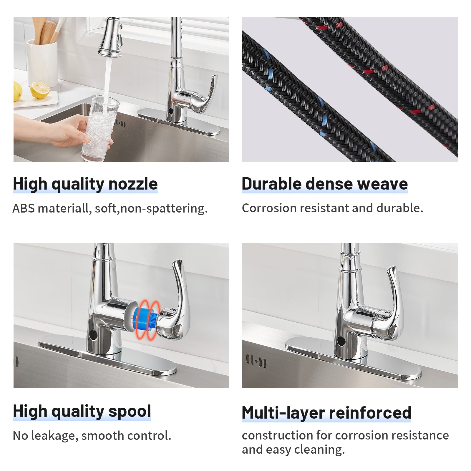 Touchless Single Handle Gooseneck Pull Down Sprayer Kitchen Faucet with Deckplate Pull Out Sink Faucet in Chrome