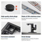 Single Handle Single Hole Low Arc Bathroom Faucet With Metal Pop Up Drain Assembly Swivel Sink Faucet in Matte Black