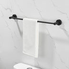 Modern 6-Pieces Aluminum Bath Hardware Set with Towel Ring Toilet Paper Holder Towel Hook and Towel Bar in Black