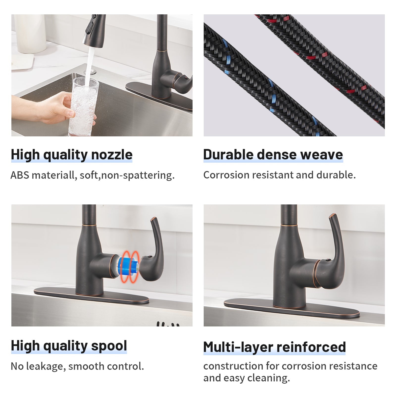 Gooseneck Single-Handle Pull Down Sprayer Kitchen Faucet with Deckplate Pull Out Sink Faucet in Oil Rubbed Bronze