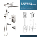 Rain Single Handle 1-Spray Tub Shower Faucet Handheld Combo with Valve 1.8 GPM 12 in. Adjustable Head in Brushed Nickel