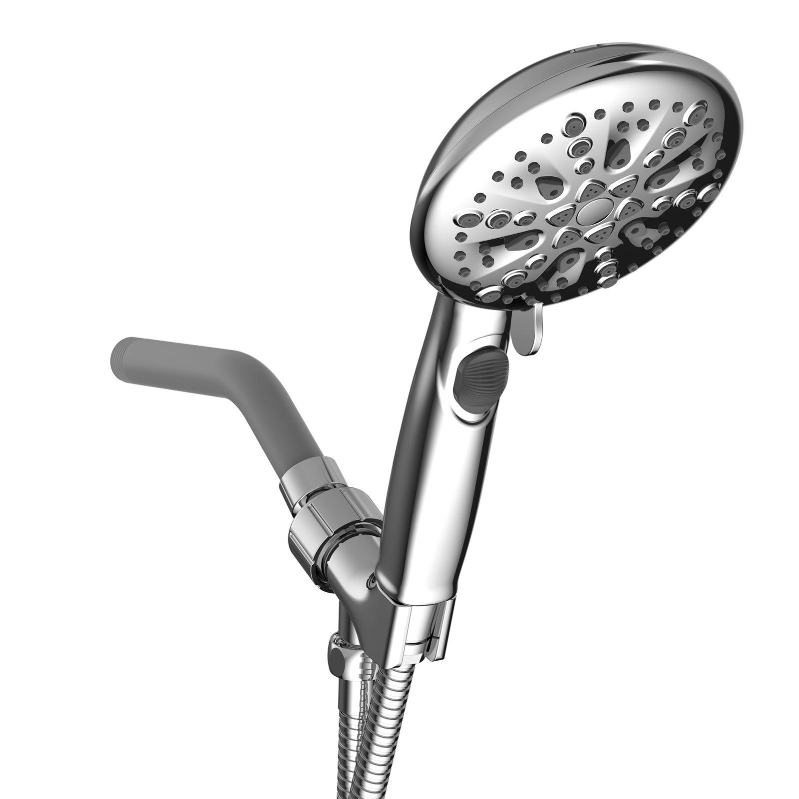 High Pressure 5.12 in. 9-Spray Patterns Wall Mount Handheld Shower Head with Bult-in Power Wash 1.8 GPM in Chrome