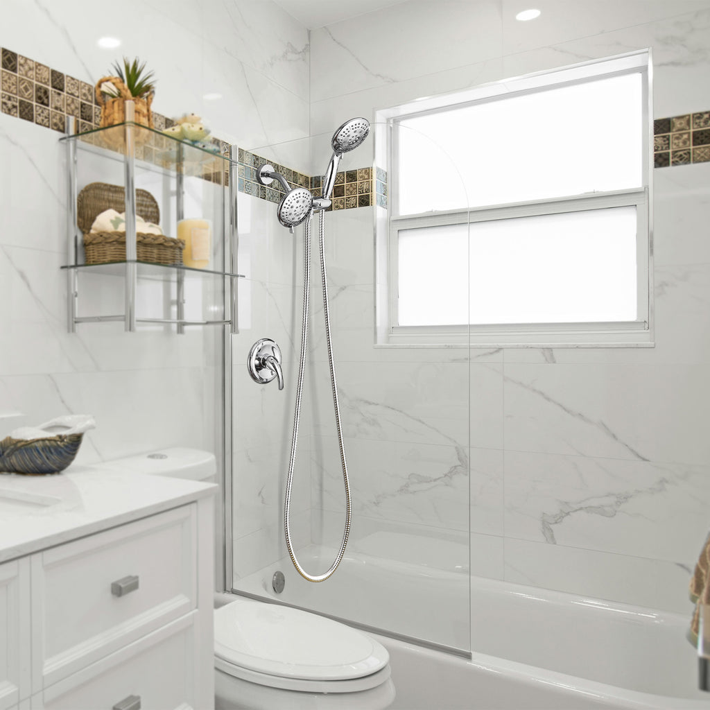 4.7 " Single Handle 5-Spray Shower Faucet Kit Handheld Combo with Valve 1.8 GPM Adjustable Dual Shower Heads in Chrome