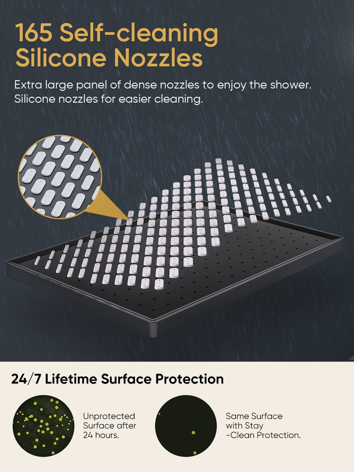 11.8 Inch Rain Shower Head with 6 Modes Handheld Water Spray，High Pressure Showerhead Combo with 11 Inch Adjustable Extension Arm, Black