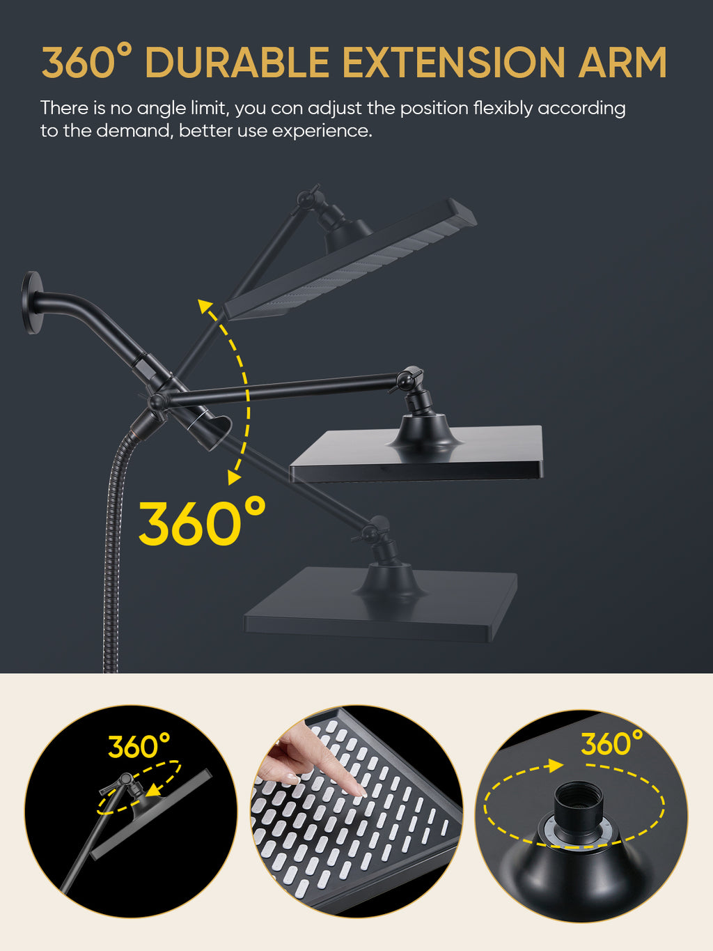 11.8 Inch Rain Shower Head with 6 Modes Handheld Water Spray，High Pressure Showerhead Combo with 11 Inch Adjustable Extension Arm, Black