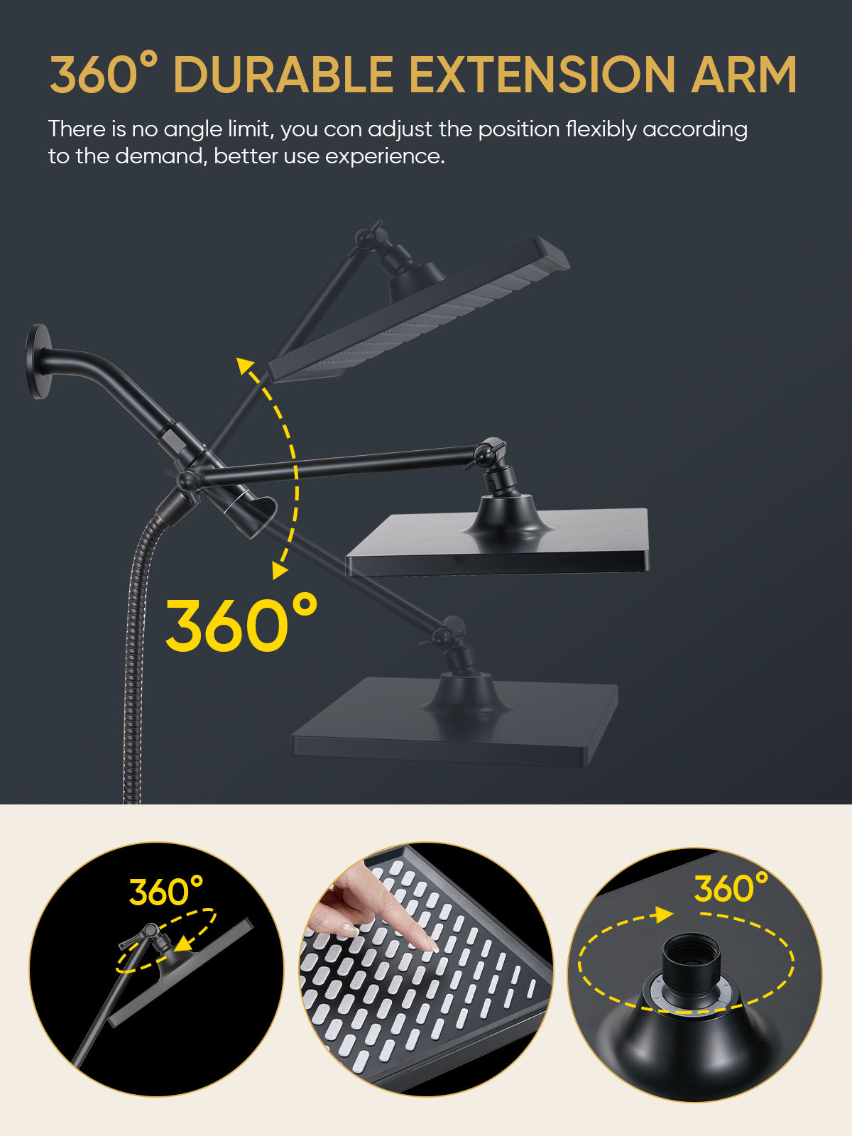 11.8 Inch Rain Shower Head with 6 Modes Handheld Water Spray，High Pressure Showerhead Combo with 11 Inch Adjustable Extension Arm, Black